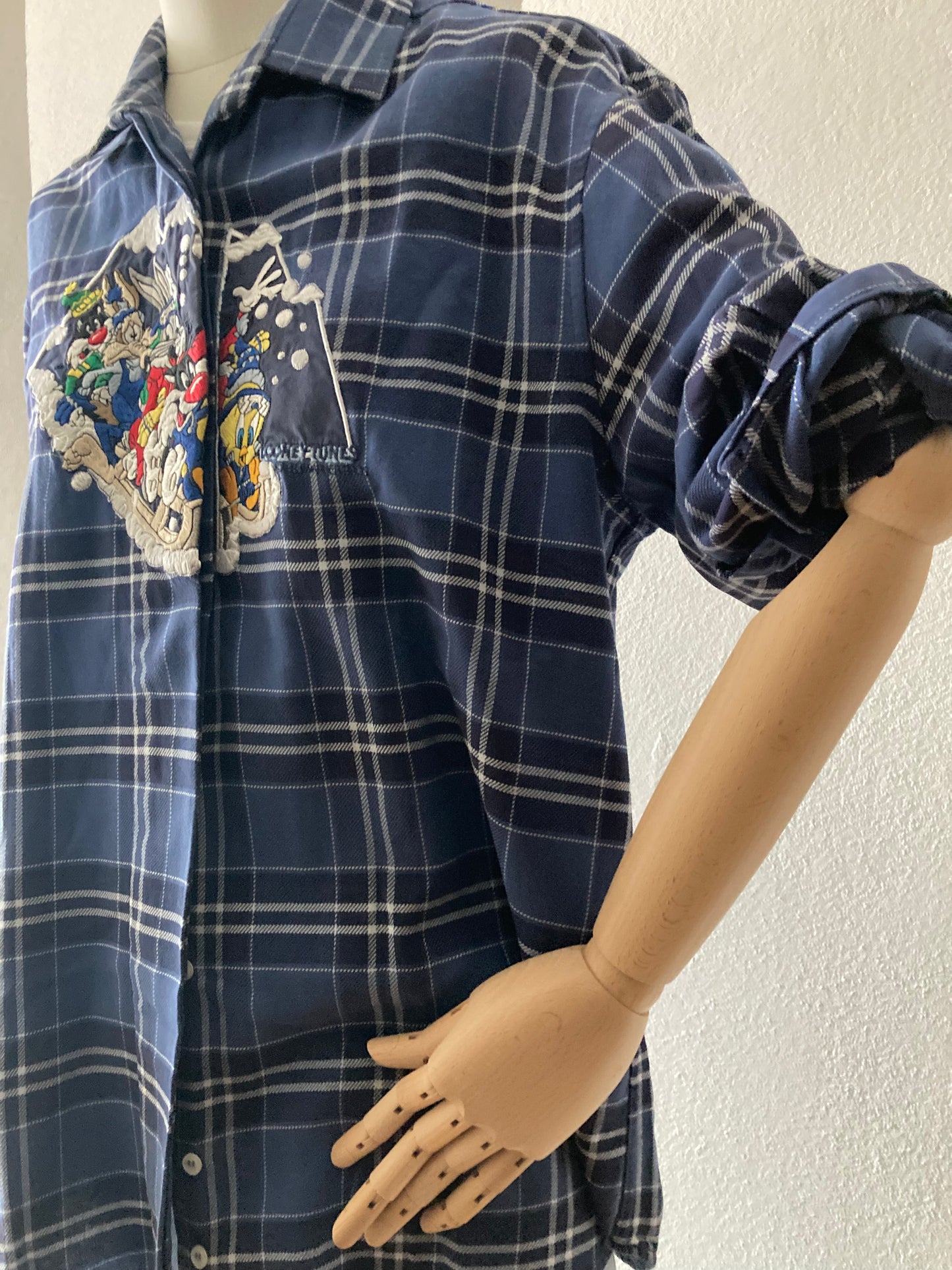 CAMICIA VINTAGE EMMANUEL SCHVILI A QUADRI BIANCO /BLU