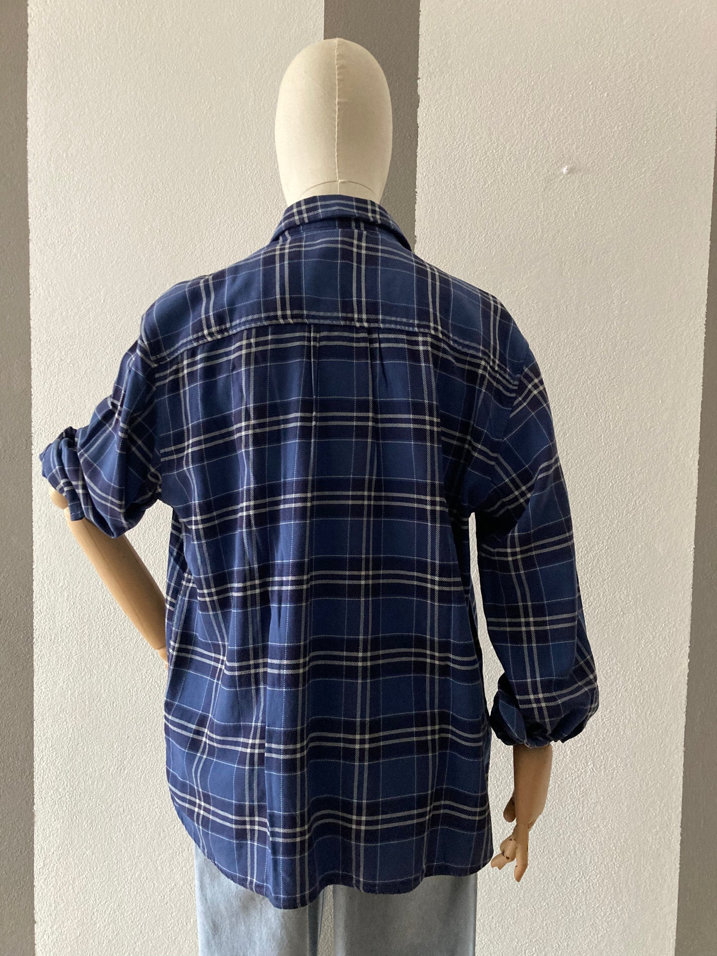 CAMICIA VINTAGE EMMANUEL SCHVILI A QUADRI BIANCO /BLU