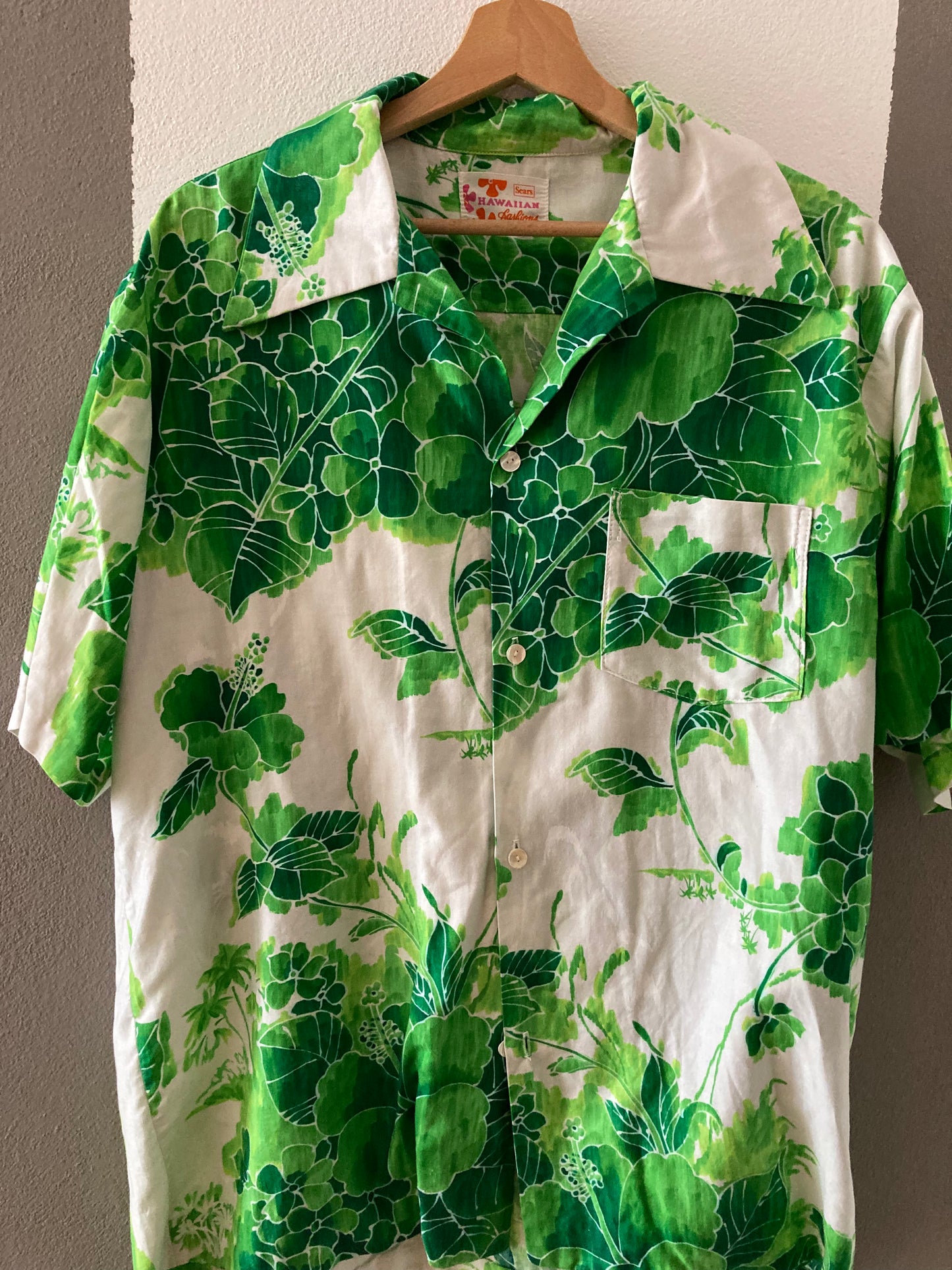 CAMICIA VINTAGE PATTERN FLOREALE BIANCO/VERDE