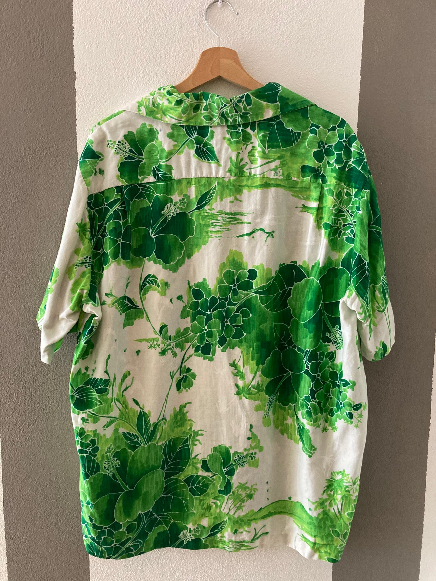 CAMICIA VINTAGE PATTERN FLOREALE BIANCO/VERDE