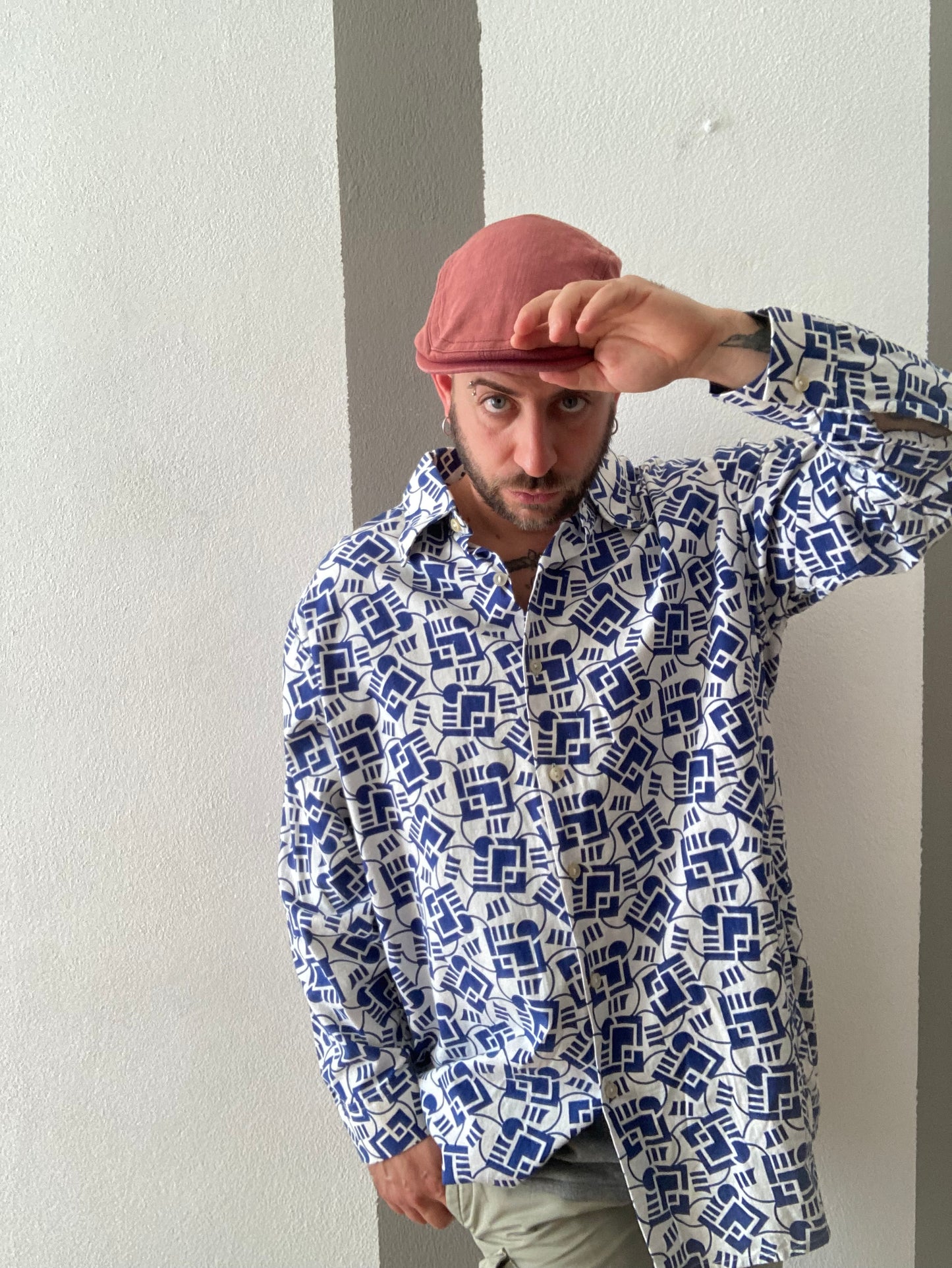 CAMICIA VINTAGE UOMO BIANCO/BLU