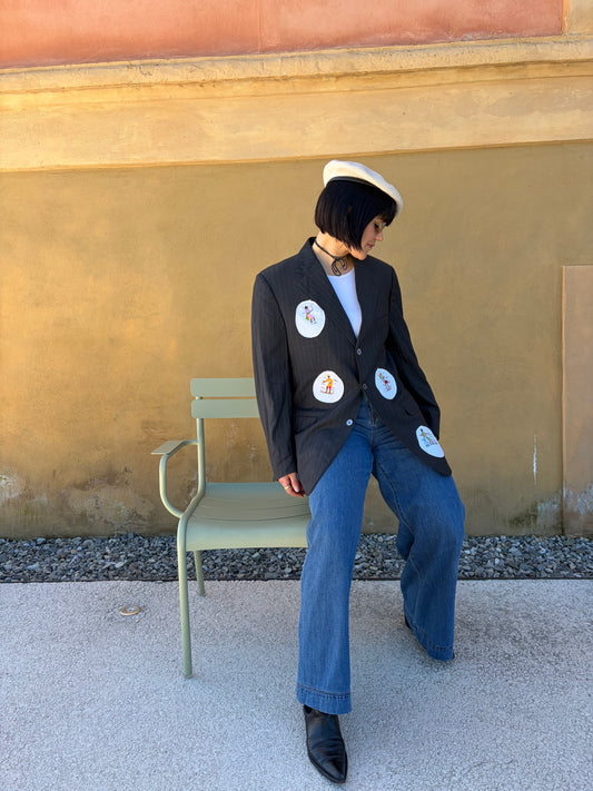 Blazer collezione macedonia con inserti ricamati