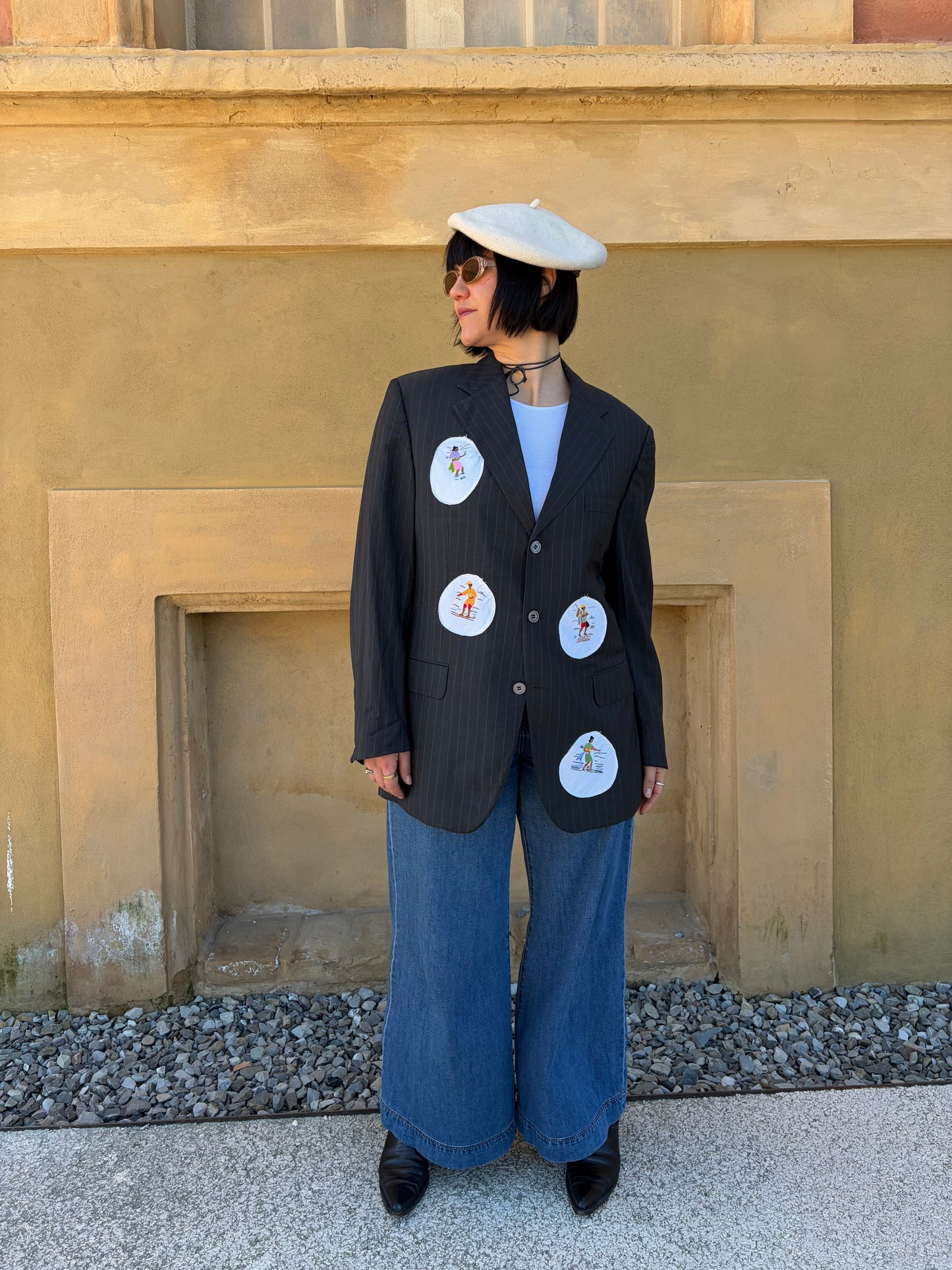 Blazer collezione macedonia con inserti ricamati