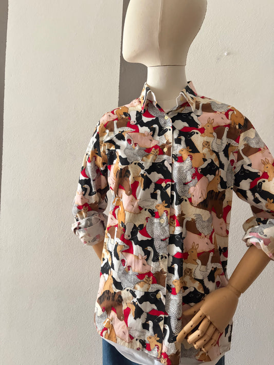 Camicia vintage animali fattoria