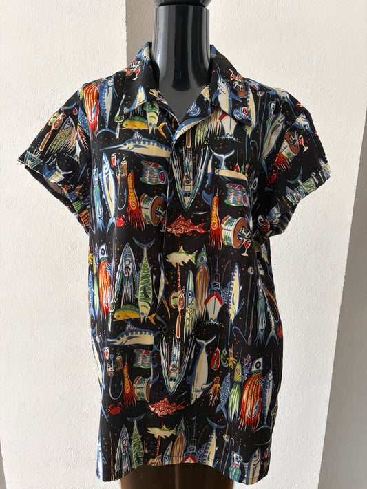 Camicia vintage con pesci