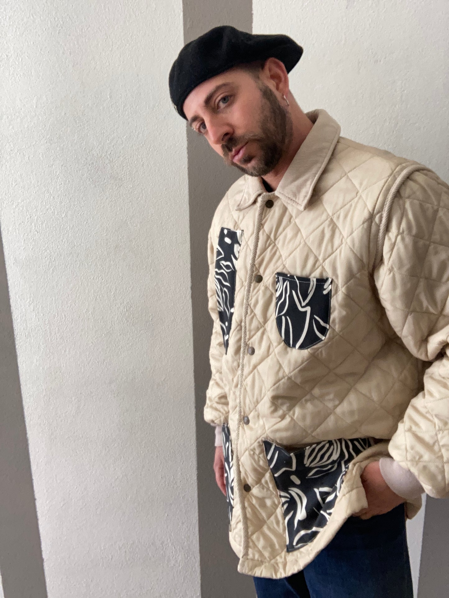 TRAPUNTINO CUSTOM COLOR PANNA CON INSERTI BIANCO/NERI