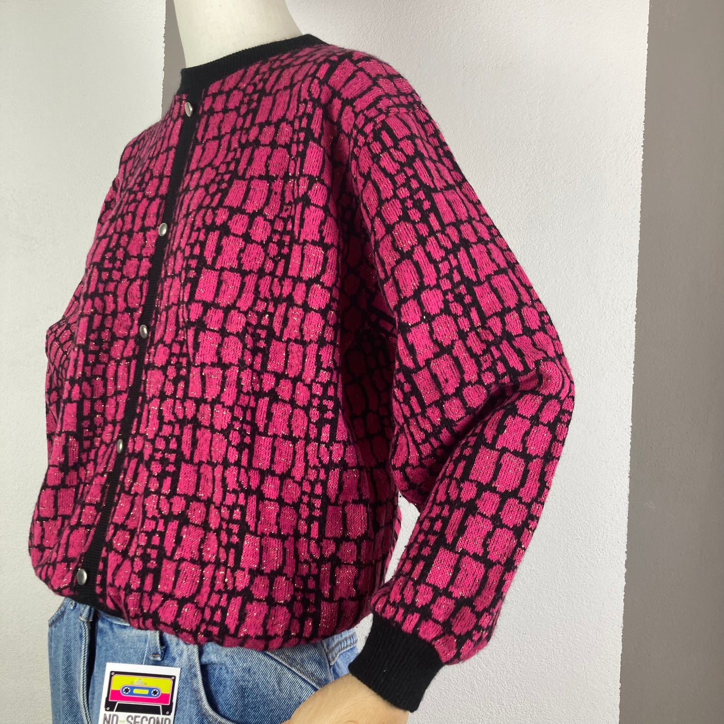 MAGLIONE VINTAGE ROSA/NERO