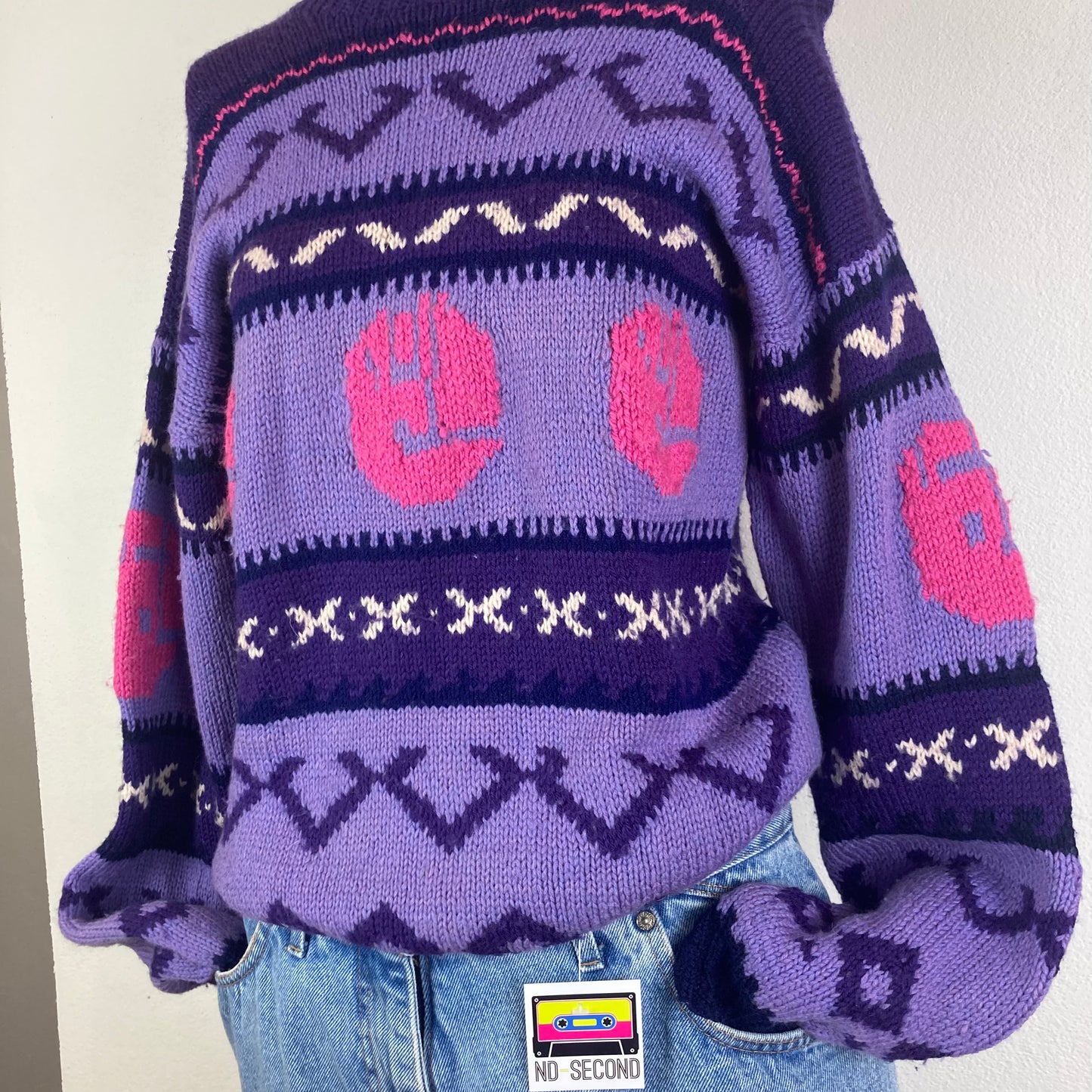 MAGLIONE VINTAGE VIOLA/ROSA