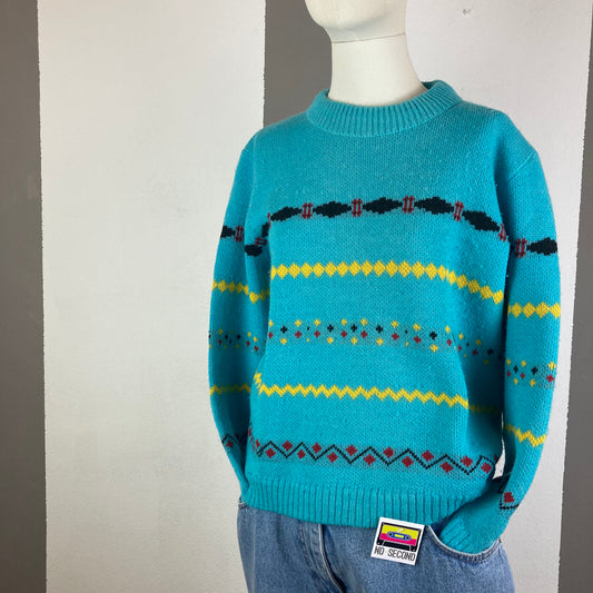 MAGLIONE VINTAGE AZZURRO