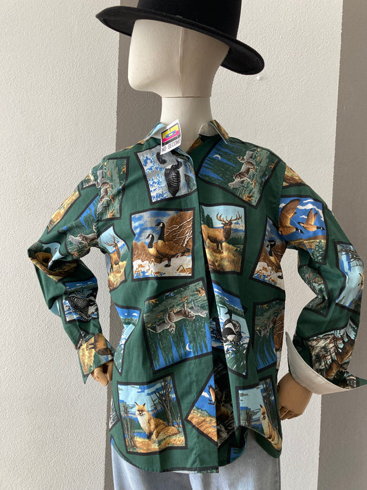 CAMICIA EMMANUEL SCHVILI FANTASIA ANIMALI CON PAESAGGIO