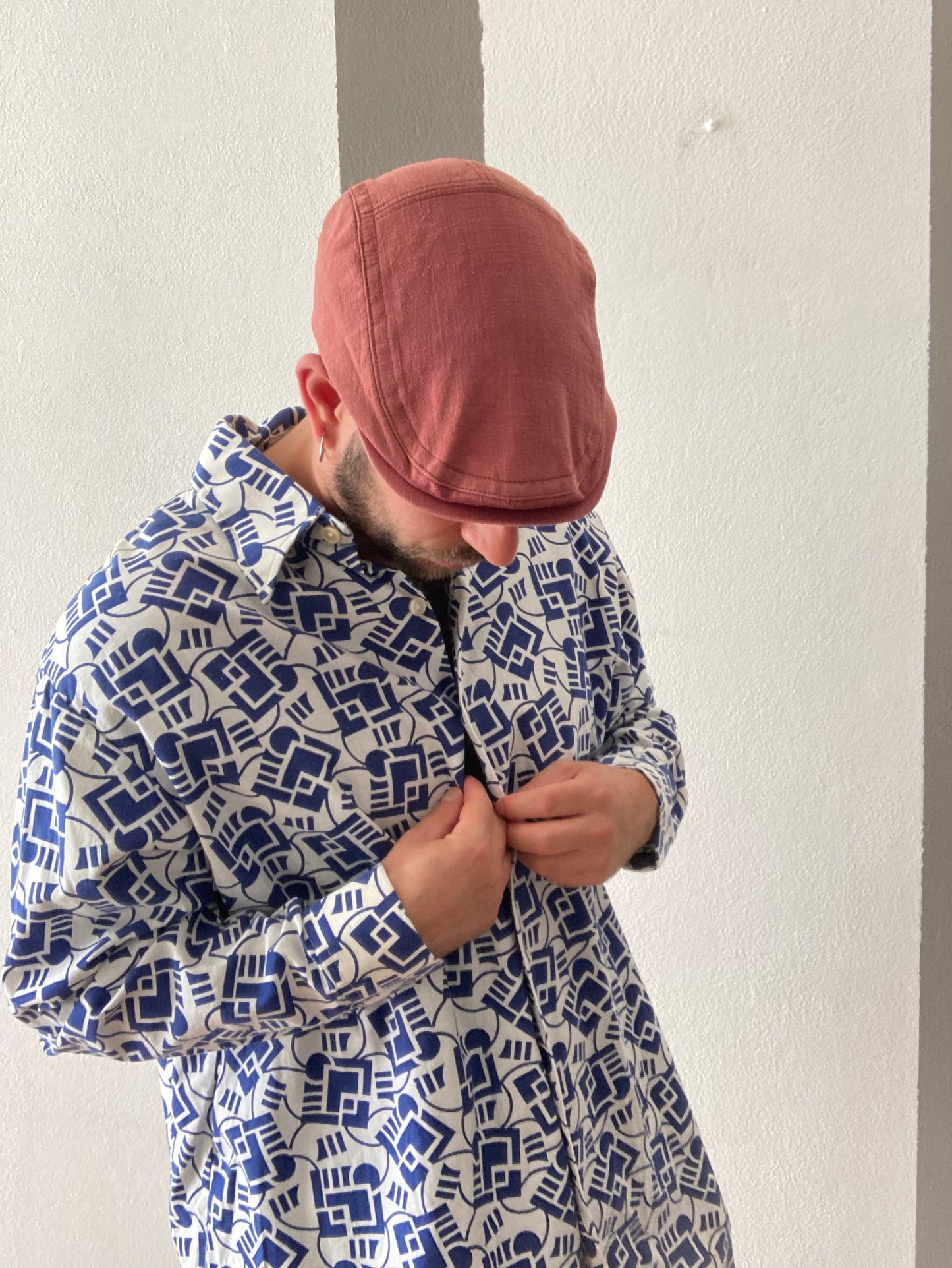 CAMICIA VINTAGE UOMO BIANCO/BLU