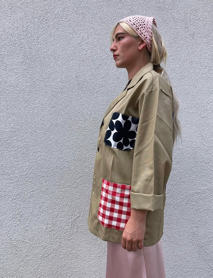 GIACCA DA LAVORO BEIGE CON PATCH