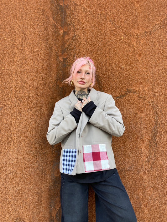 BLAZER COLLEZIONE MACEDONIA CON PATCH VICHY