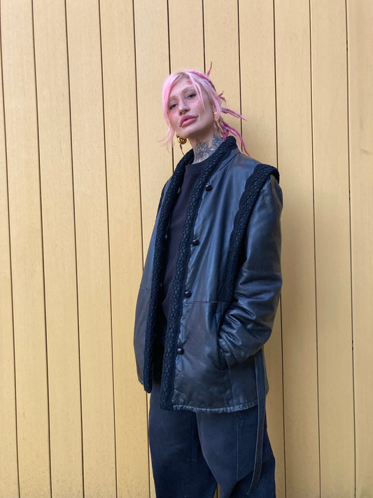 GIACCA DI PELLE ANNI '80 COLOR NERO