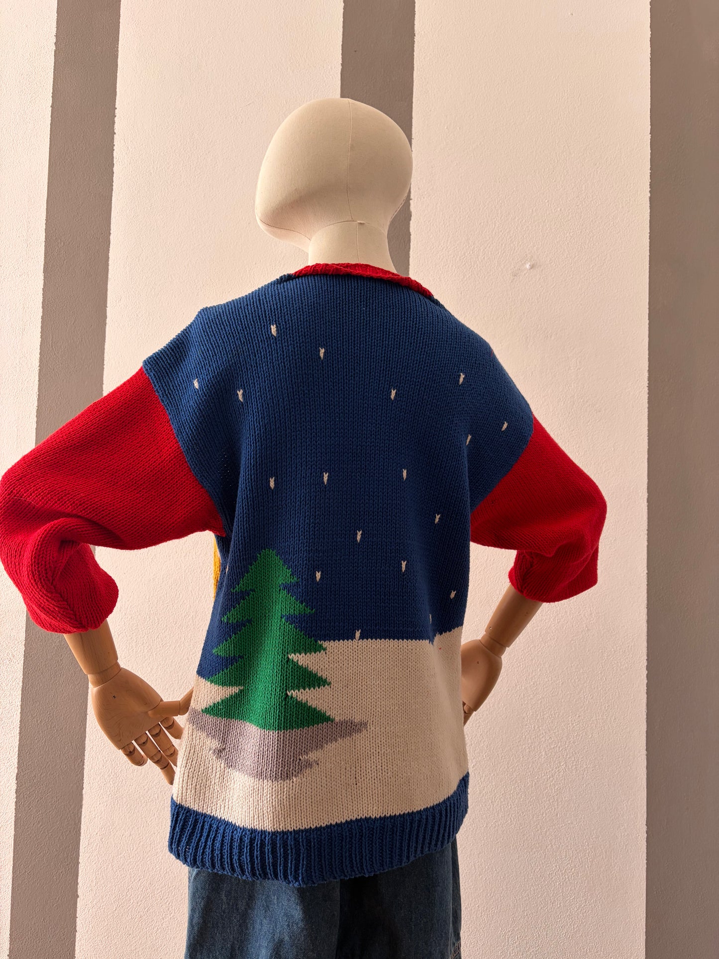 MAGLIONE VINTAGE RICAMATO TEMA NATALIZIO