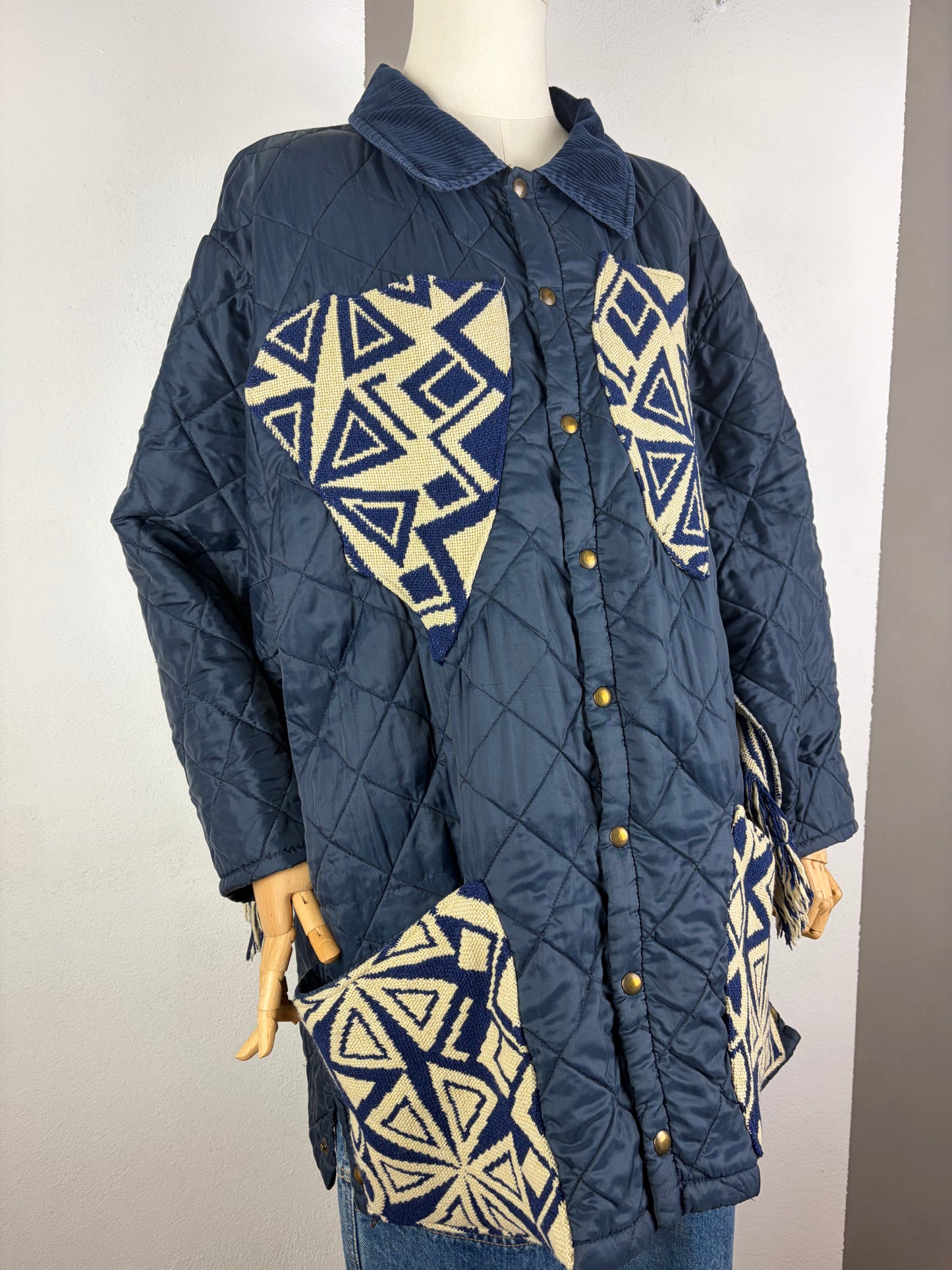 TRAPUNTINO COLL.MACEDONIA CON FRANGE COLOR BLUE